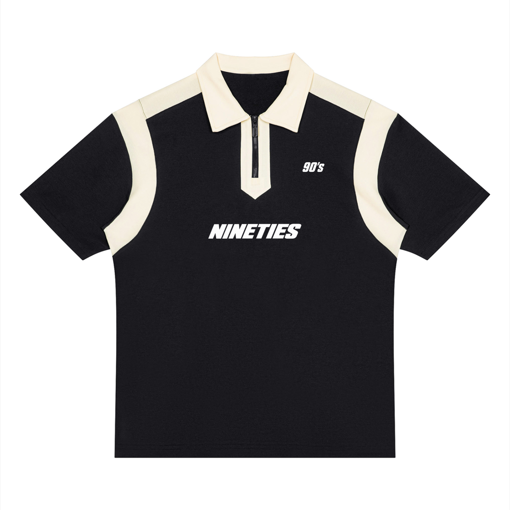 Polo homme à quart de zip et blocs de couleurs