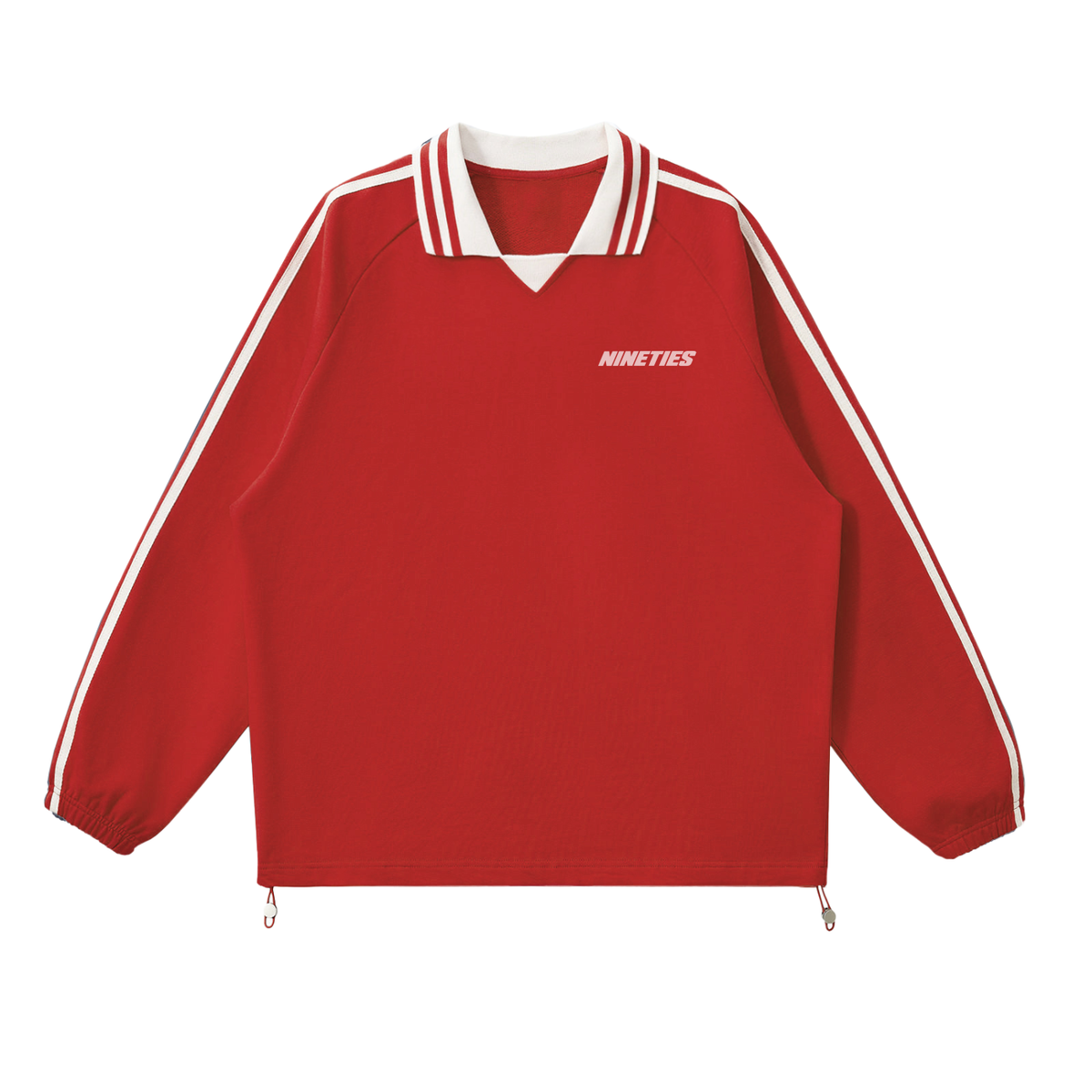 Unisex Contrast Striped Lapel Collar Sweatshirt