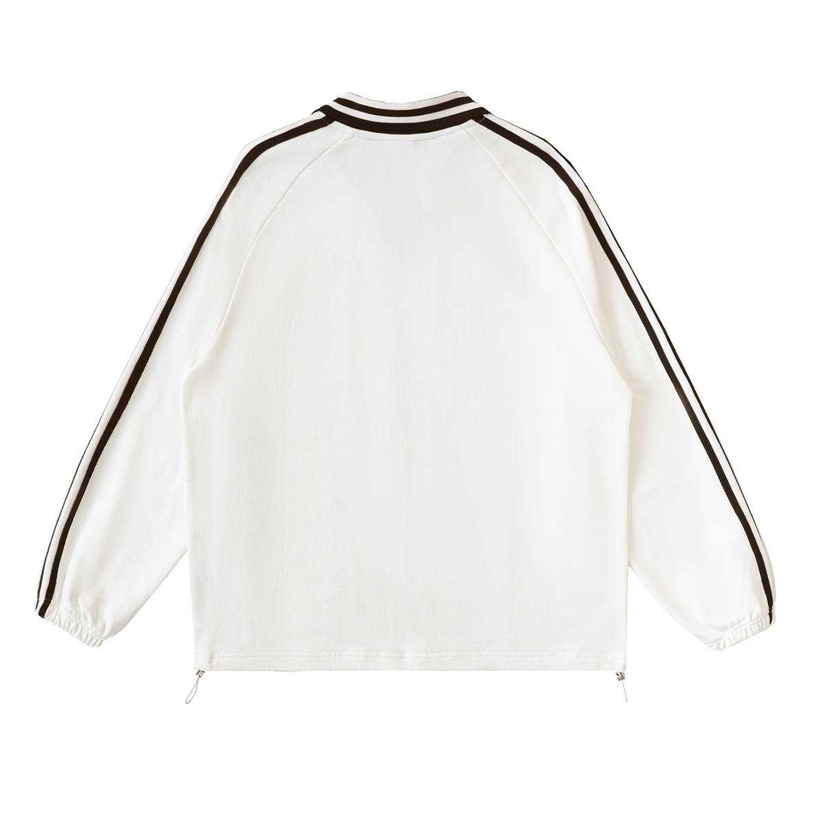 Unisex Contrast Striped Lapel Collar Sweatshirt