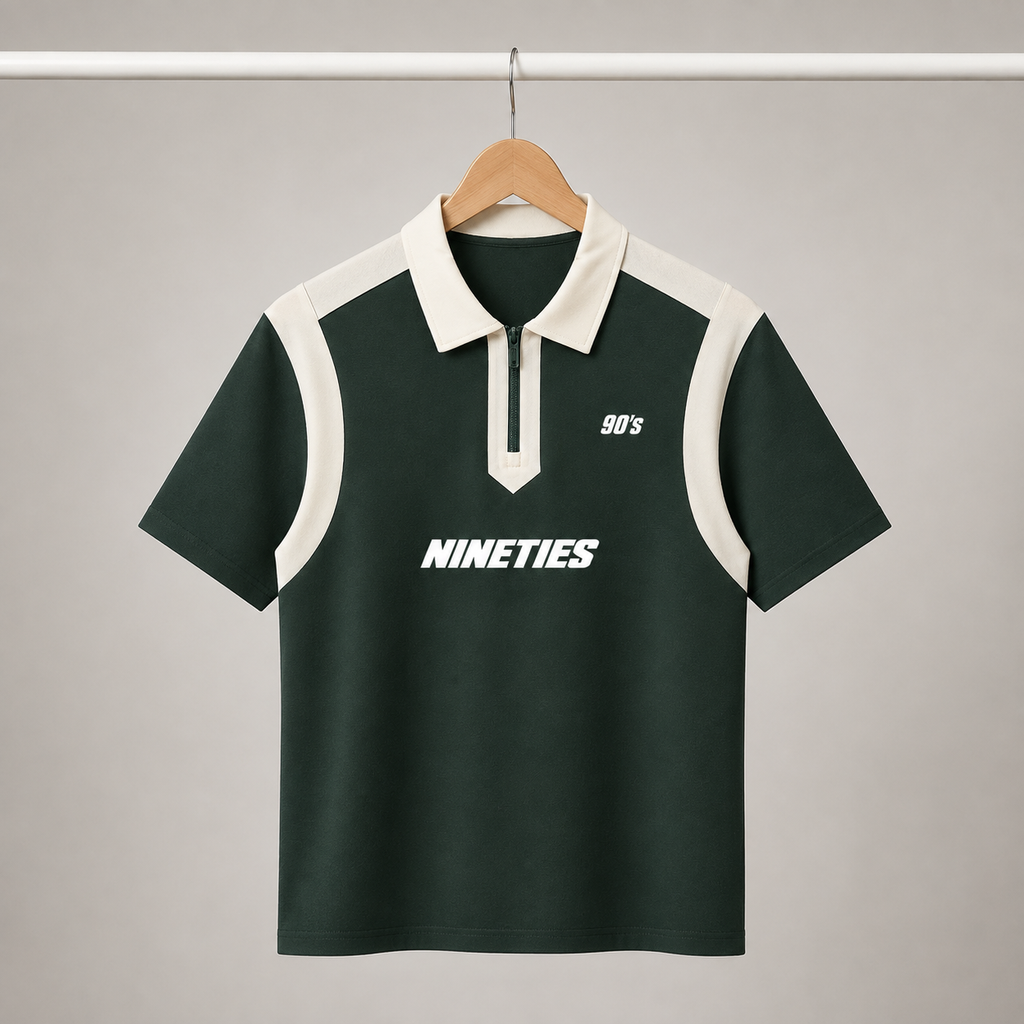 Polo homme à quart de zip et blocs de couleurs