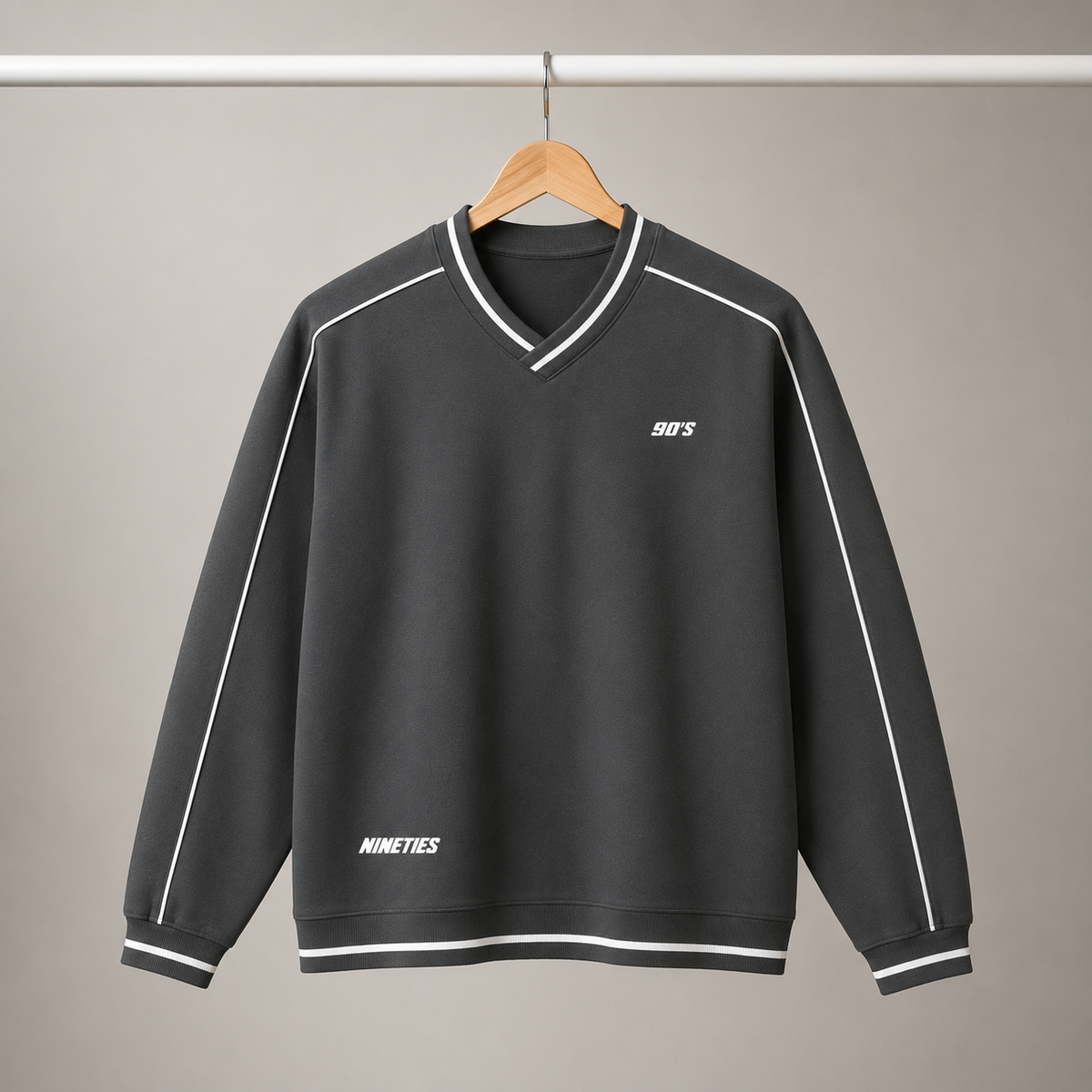 Mens Color Block V-Neck Sweatshirt
