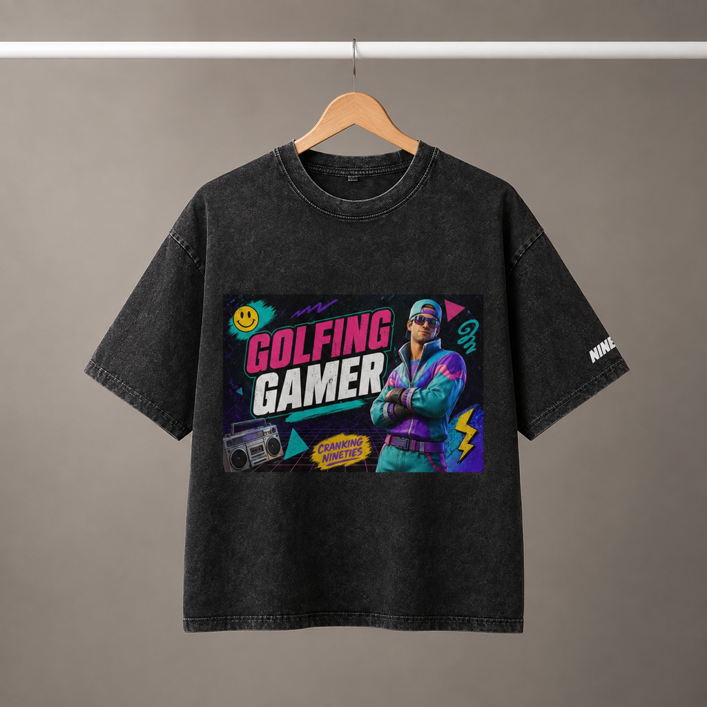 Snow Washed Oversized Cotton T-Shirt - Golfing Gamer