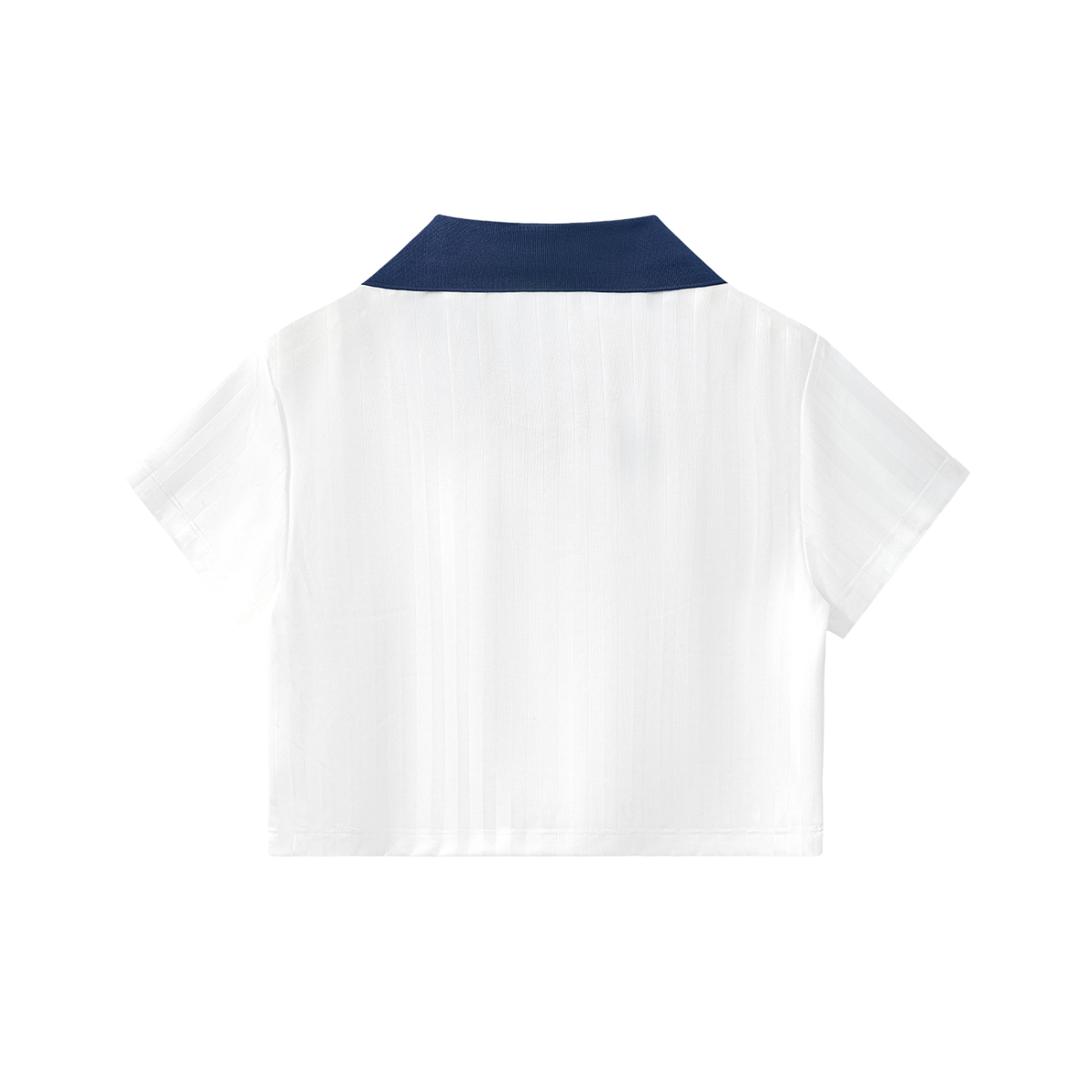 Womens Contrast Collar Striped Cropped Jersey Polo